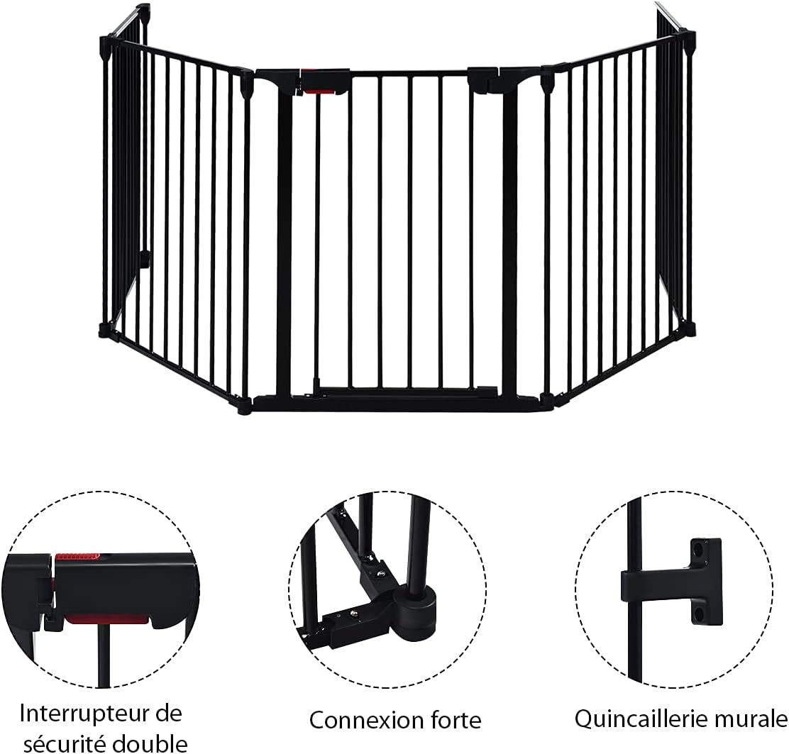 Cancello di Sicurezza per Bambini, Cancelletto di Metallo per Animali Domestici, Cancello Regolabile con Porta Apribile, Barriera per Bambini - 2