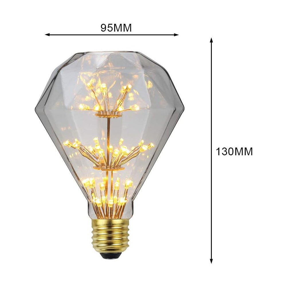 Led Ampoule Vintage Ampoule RGB Feu D'artifice Edison Ampoule 3W 220/240V E27 Ampoule Décorative (G95 Diamant) - 2