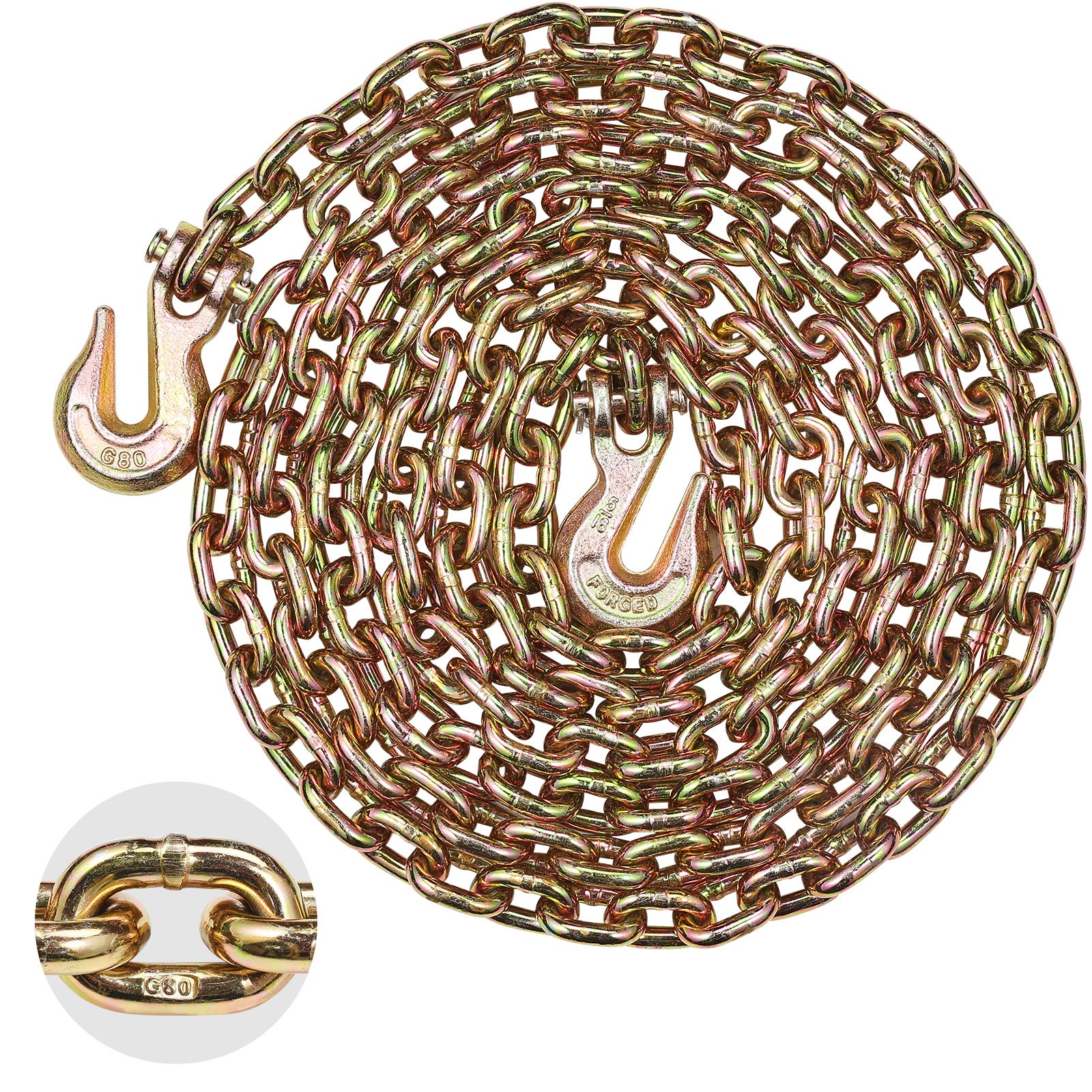 Łańcuch holowniczy łańcuch spedycyjny G80 łańcuch transportowy stalowy 3,22T 433cmx8mm VEVOR