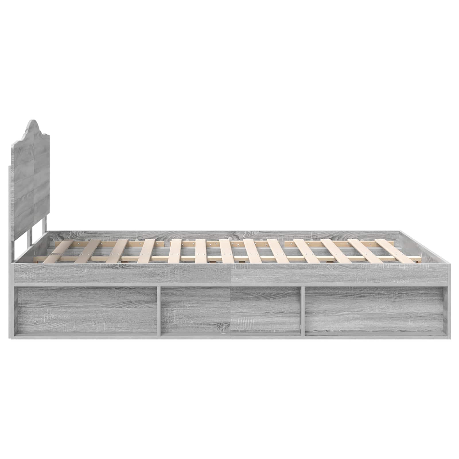 Cadre de lit en pin massif gris pour la chambre, 140 × 190 cm - 8