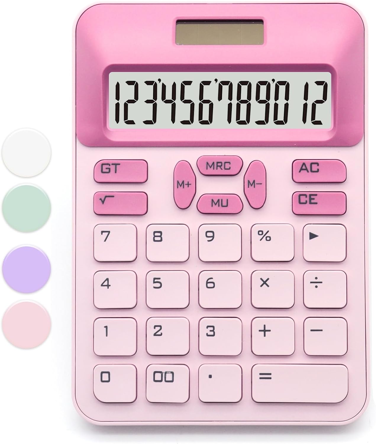 Calculatrice De Bureau Mignonne Bonbons Colorée - 12 Chiffres LCD, Gros Boutons Rétro, Pour École, Maison, Bureau (Violet, Bleu, Jaune…)