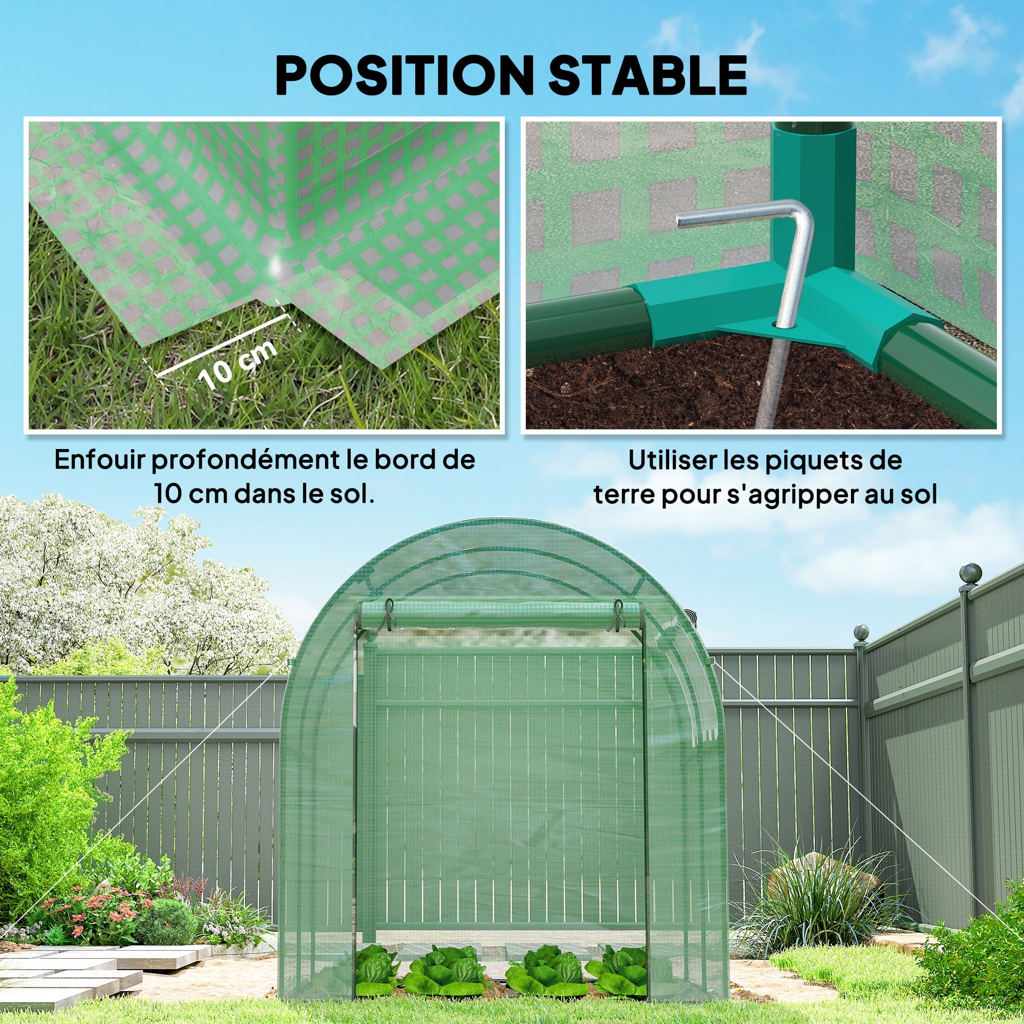Serre tunnel de jardin PE Outsunny - 5