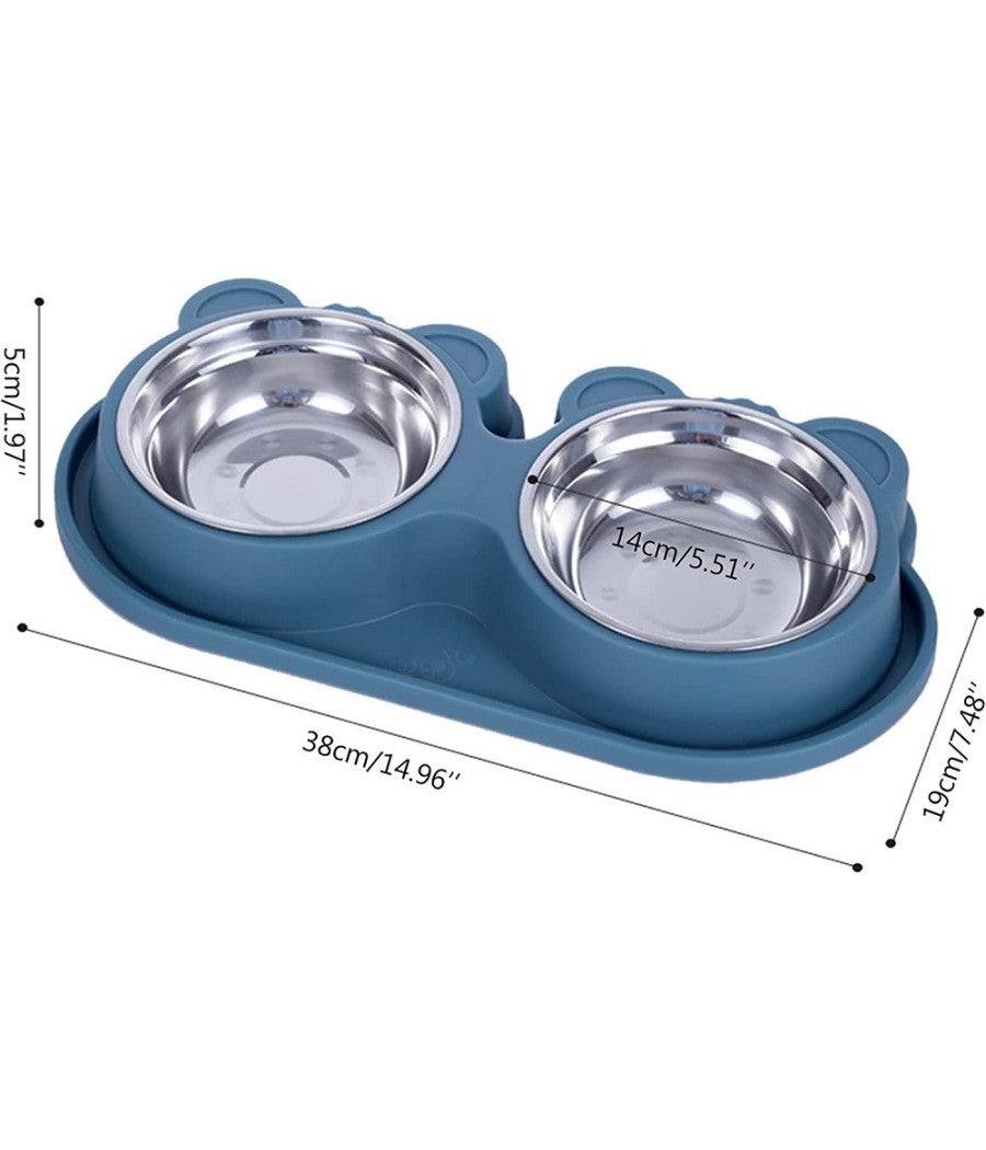 Trade Shop - Ciotola Alimentare Acciaio Anti Perdita Fontana Acqua Dispenser Cibo Cani Gatti - - 4