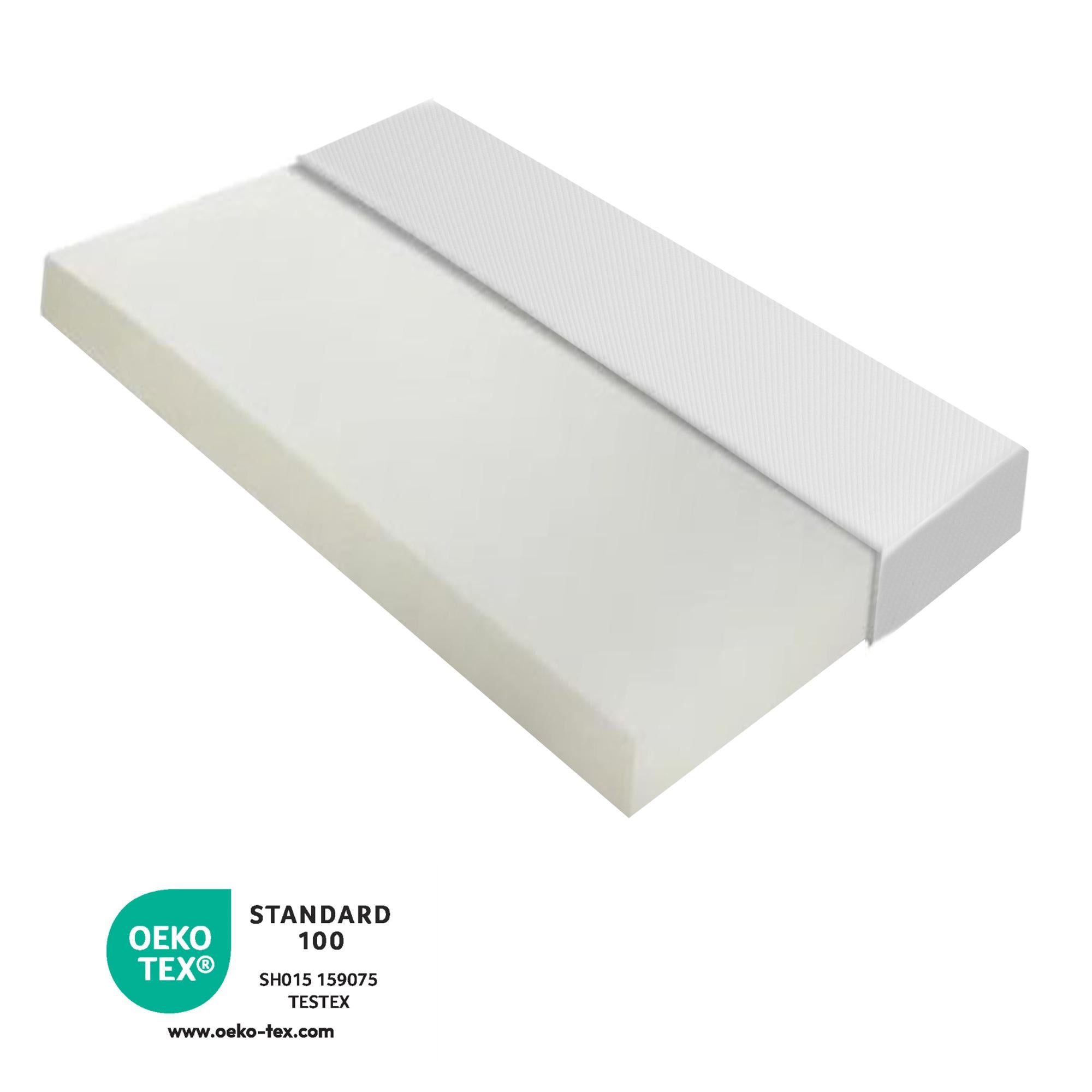 Materac 90 x 200 cm, pianka o grubości 16 cm - gąbka H3 - certyfikat Oeko-Tex - Biały