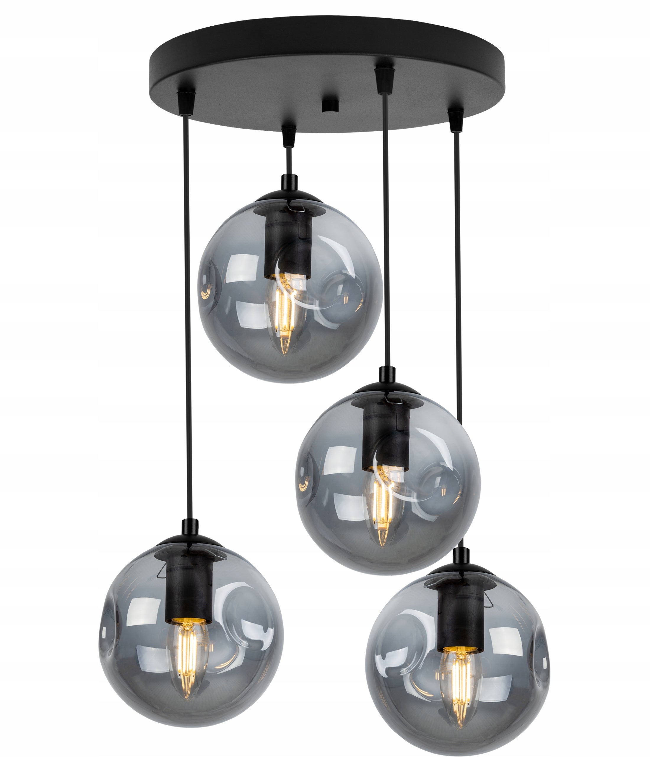 Lampa sufitowa wisząca Monako glam 4xE27 abażur kule grafitowe Light Home LH