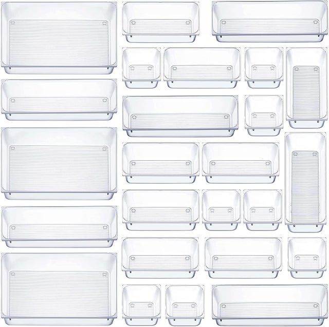 Organisateur Bureau Multifonction Transparent - 7 Compartiments Avec Tiroirs - Rangement Stylo, Fournitures, Cosmétiques
