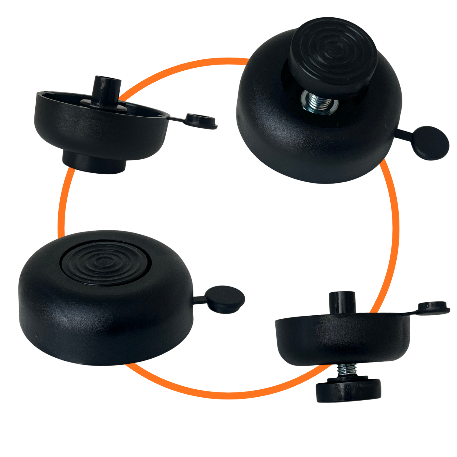 EVOTRADE 4 Pés Reguláveis em PE Ø50 mm com Haste Fixa – Ideais para Casa, Escritório, Indústrias e Cozinhas, Made in Italy (Preto – H17 mm) - 5