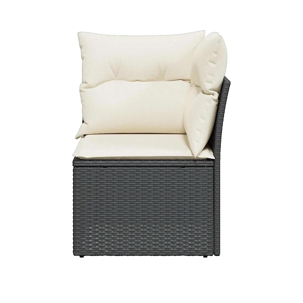 Narożna sofa ogrodowa vidaXL czarny pleciony rattan z wygodnymi poduszkami