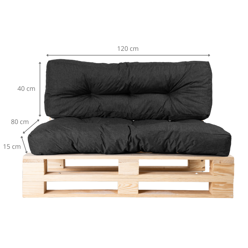 Coussins palette lot en polyester BANANAIR 120x80x15 cm noir - 6