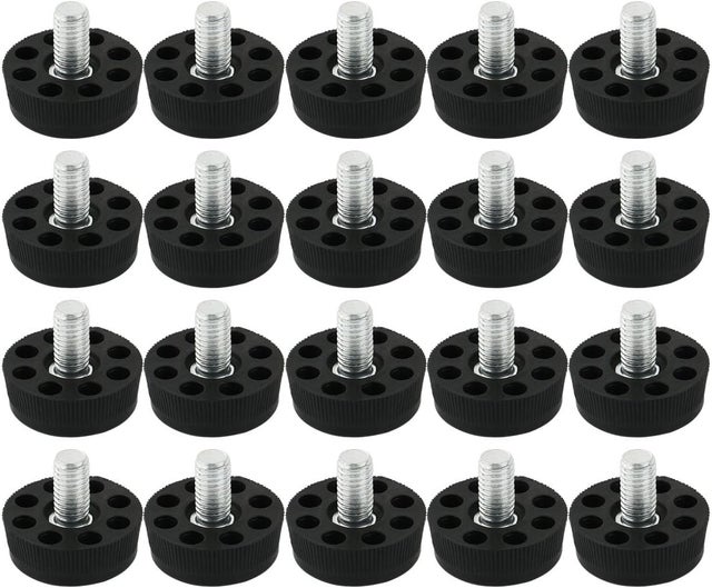 Pieds Réglables Noir, 20 Pièces, Pour Tables et Chaises, Protège-Sol, 8 Trous, Filetage M8 x 20 mm