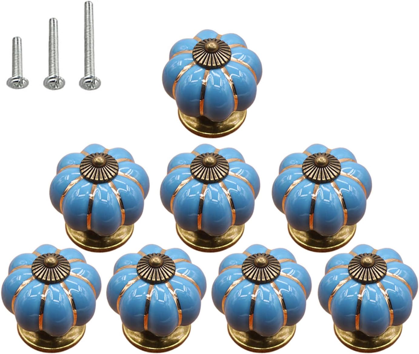 Lot De 8 Boutons De Tiroir En Céramique Forme Citrouille – Blanc, Style Vintage Pour Meubles