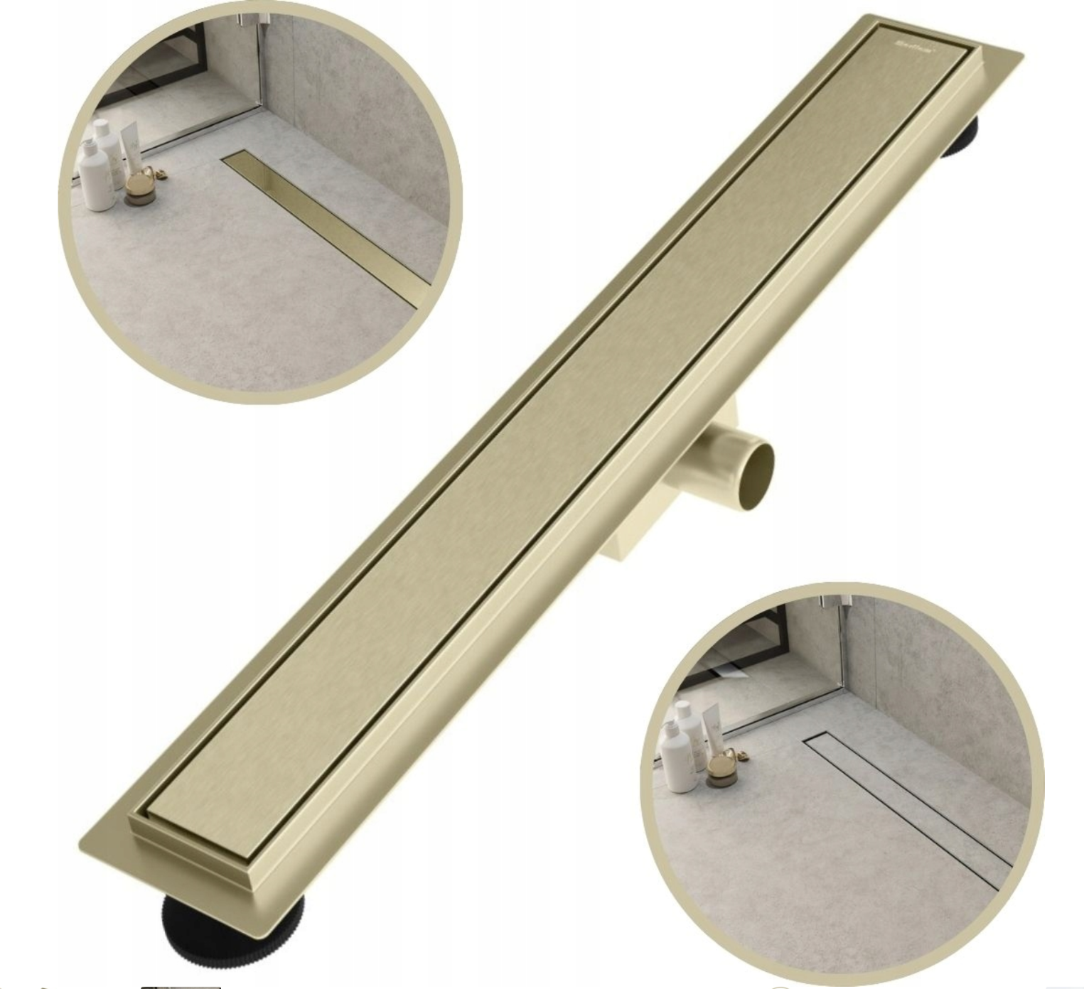 Odpływ liniowy 70 cm 2w1 złoty pod płytkę prysznicowy – MERFLOW