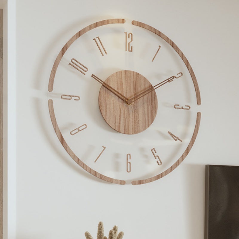 Une horloge murale ronde de 30 cm avec une finition imitation bois, silencieuse et sans tic-tac, convenant aux maisons, aux fermes et aux bureaux - 5