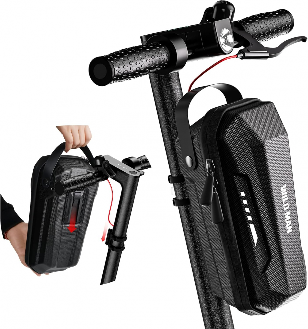 Sacoche De Guidon Pour Trotinette électrique – Coque EVA Rigide, Fixation Rapide, Porte-bouteille Et Bandes Réfléchissantes, Pour Xiaomi M365 Et Ninebot