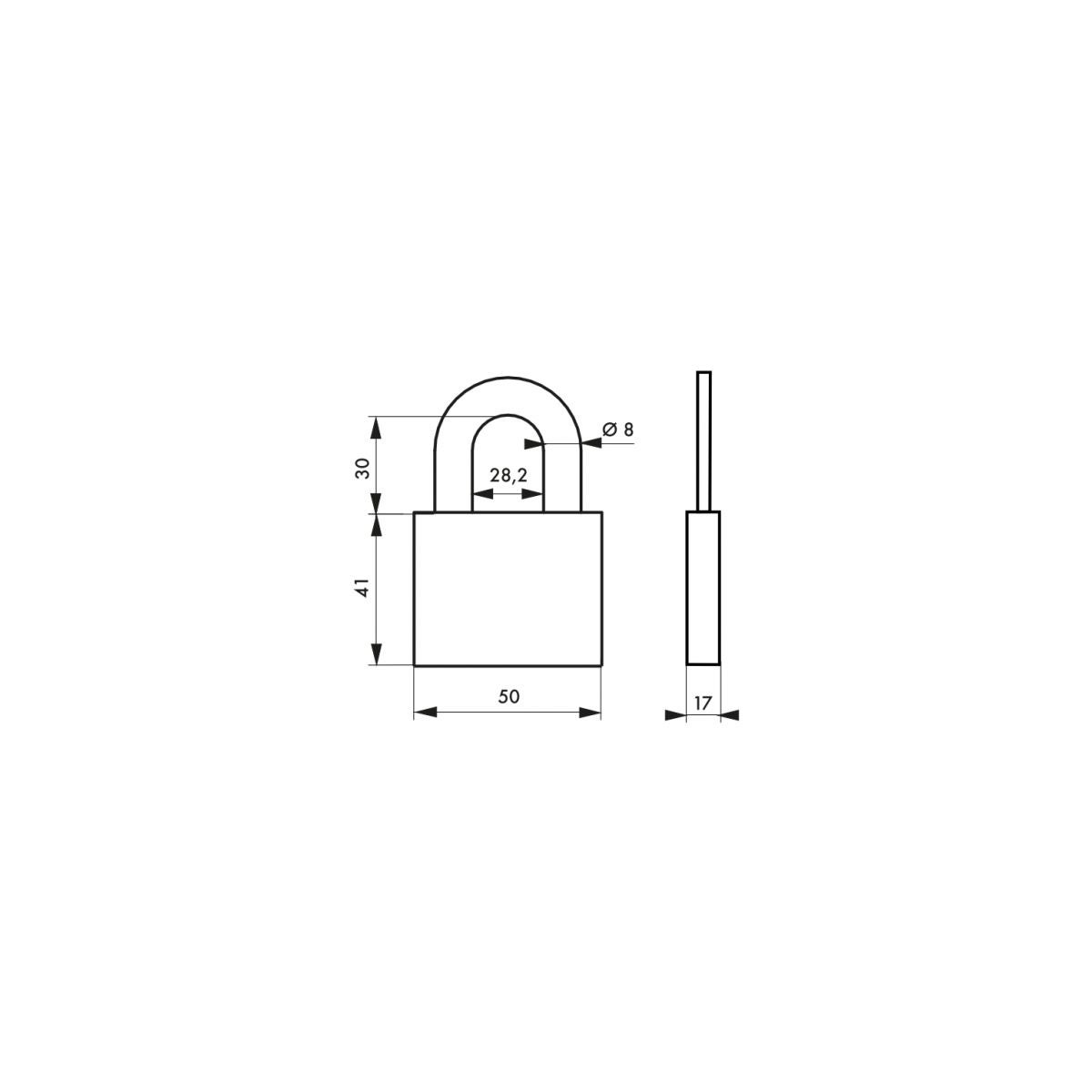 Cadenas 2 clés Type 1 alu 50 mm - 2