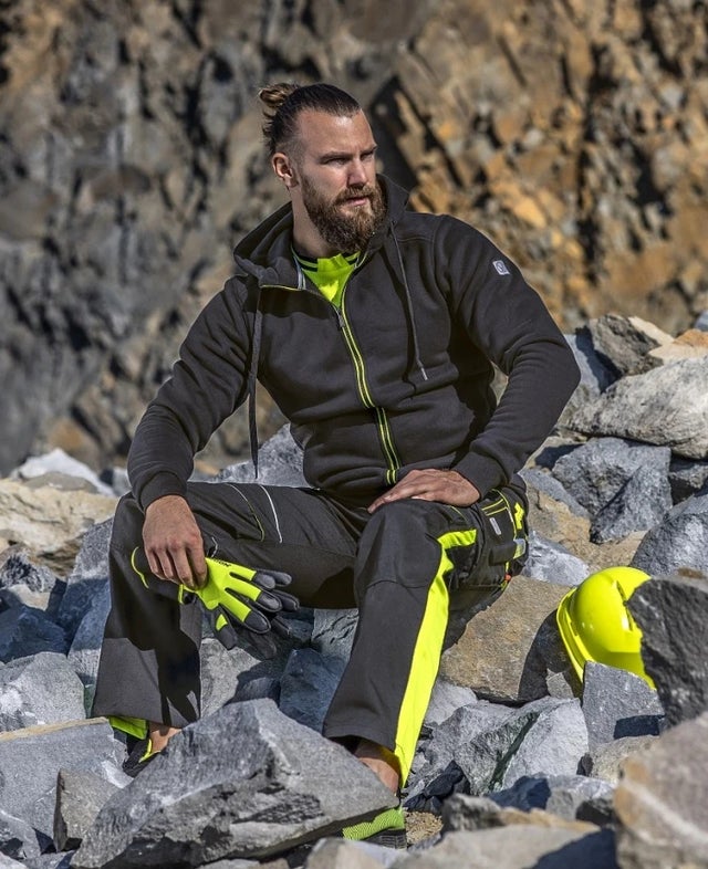 Sweat à capuche zippé homme ARDON M003 - noir/jaune - XL