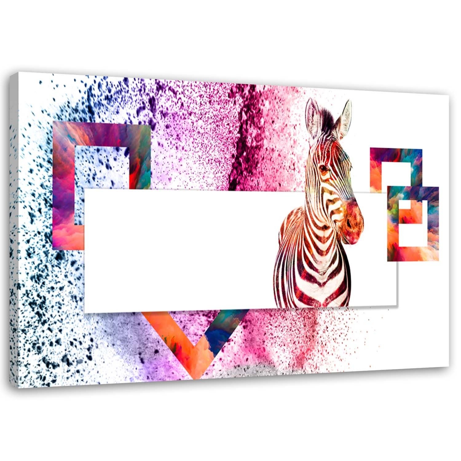 Obraz na płótnie, Kolorowa zebra abstrakcja dla dziecka 100x70