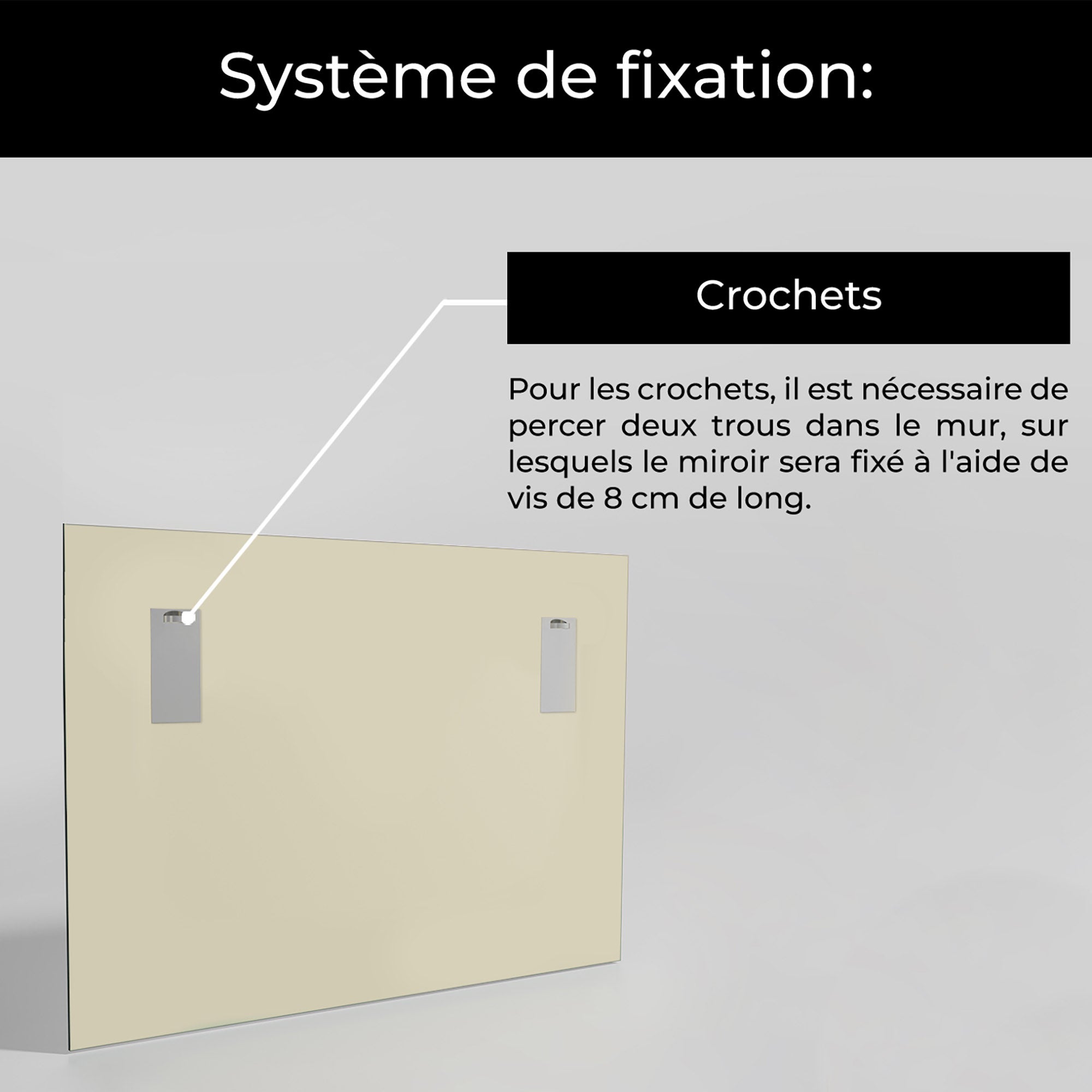 Miroir mural rectangulaire à suspendre 140x90cm – Miroir décoratif pour salon, salle de bain, entrée (L197) - 3
