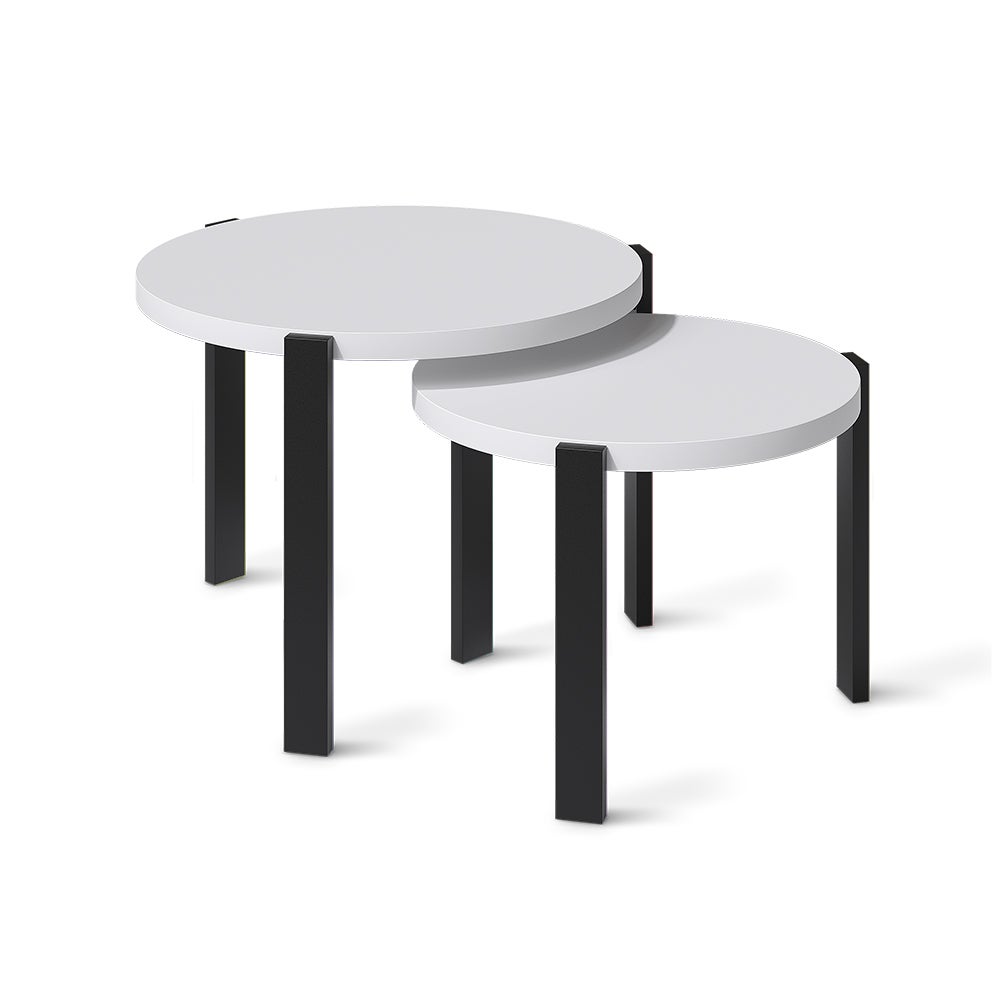 Vicco Conjunto De Mesas De Centro Norin, 60 X 60 Cm Blanco/Negro , Leroy Merlin