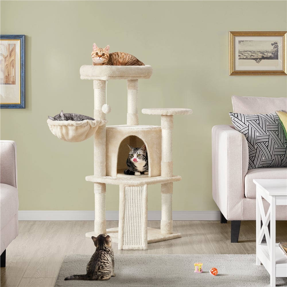 Arbre à Chat en Sisal Griffoir Grattoir Tour de Jeux pour Chat Beige Yaheetech - 2