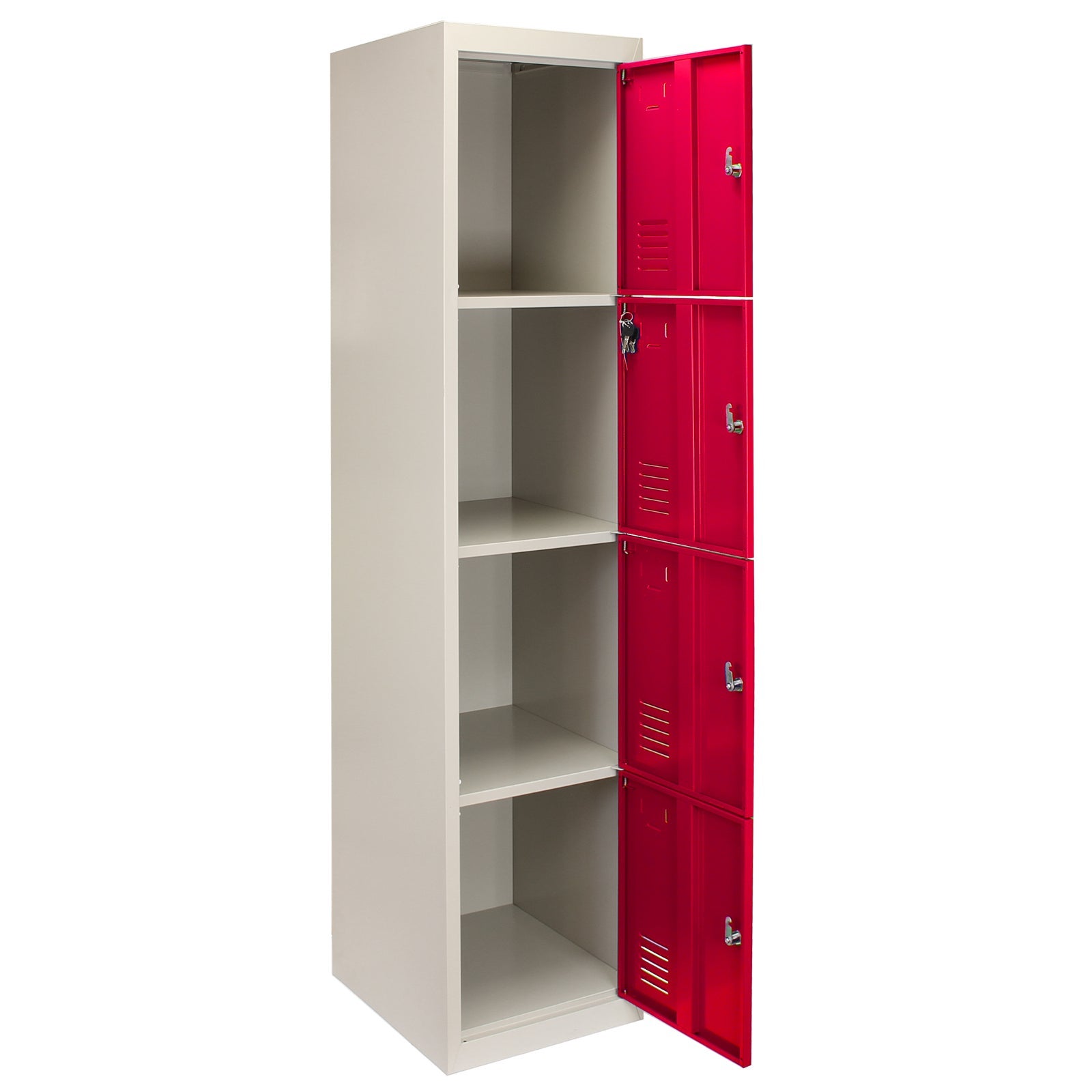 Casier Métallique 3 Portes Rouge Et Gris - Dimensions 180 X 90 X 50 Cm - Pour Vestiaires, Salle De Sport, Bureau - Livré à Plat Avec Aimants Et étiquettes - 5