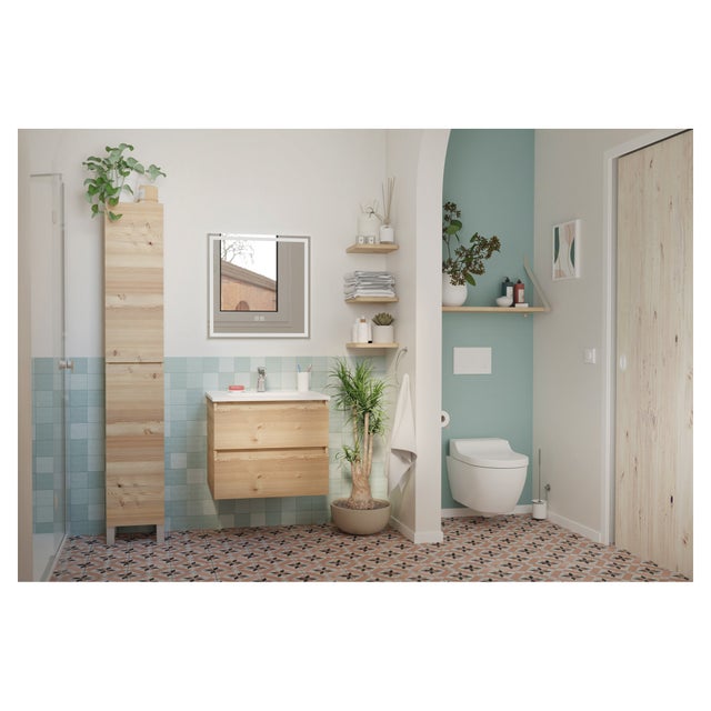 ONDEE ZEN - Colonne de rangement à poser LILA - 30 cm - Finition : Bois - 2 Portes