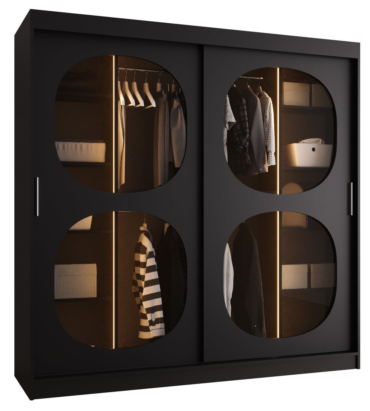 Szafa przesuwna garderoba BAHRAJN 2 200 x 62 x 200 cm Czarny + LED - Abiks Meble