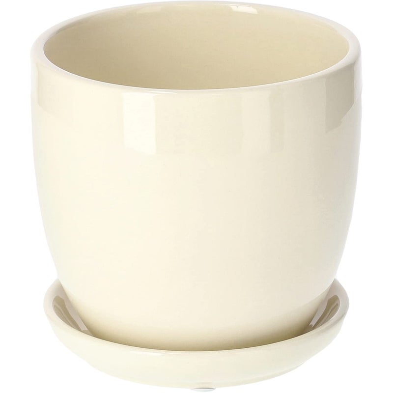 Donica doniczka z podstawką ø12 ceramiczna biała szkliwiona kwiaty rośliny - KOTARBAU