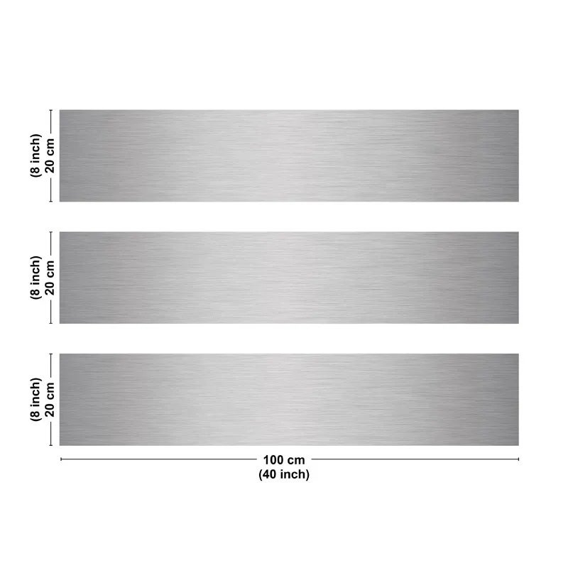 Crédence cuisine en aluminium - effet industriel gris - 300x20 cm (en 3 bandeaux) - 3