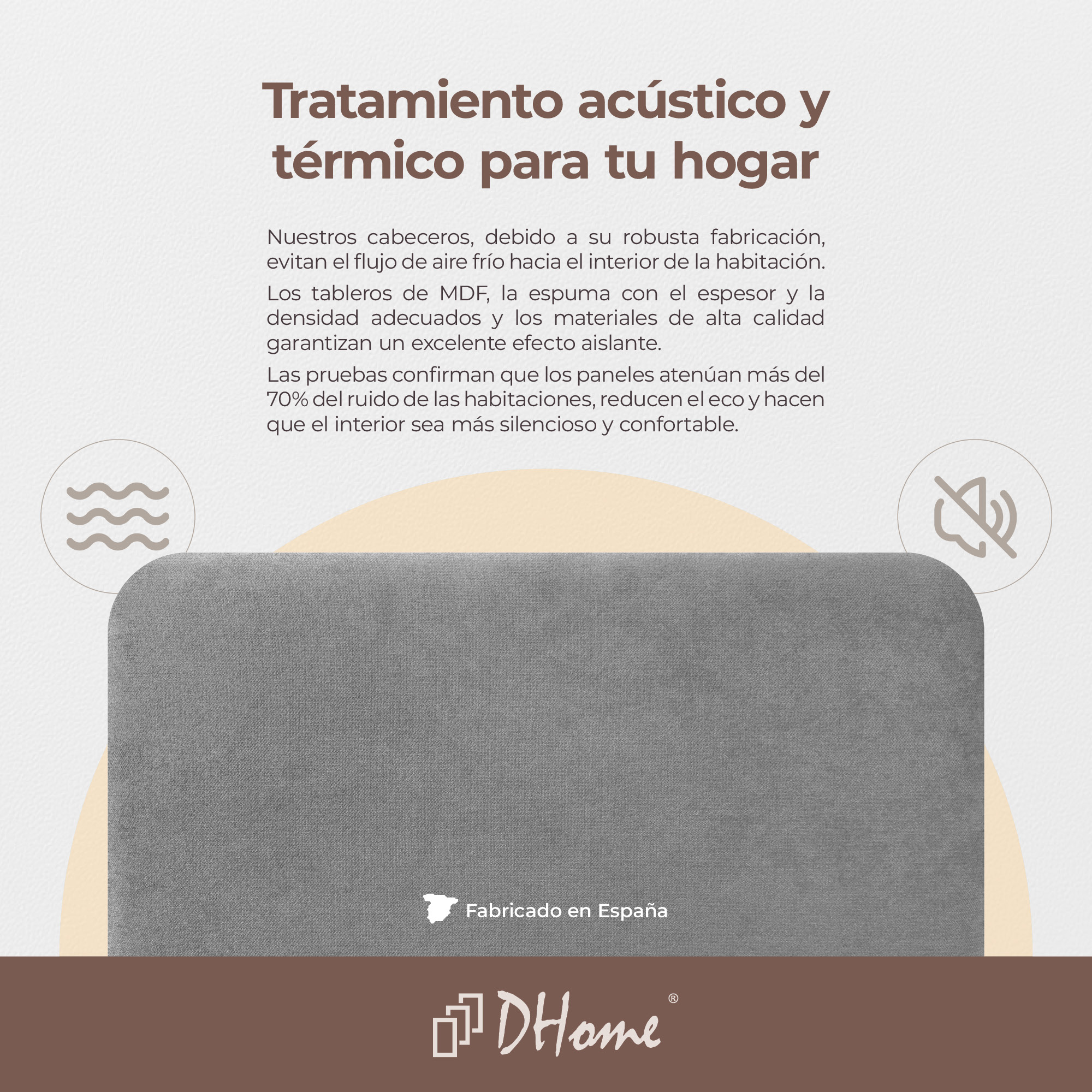 DHOME Cabecero Tapizado Liso Redondeado Tela con Patas para Pared Acústicos Cabeceros Absorbentes Cabezal Cama Dormitorio (Gris, 160cm) - 8