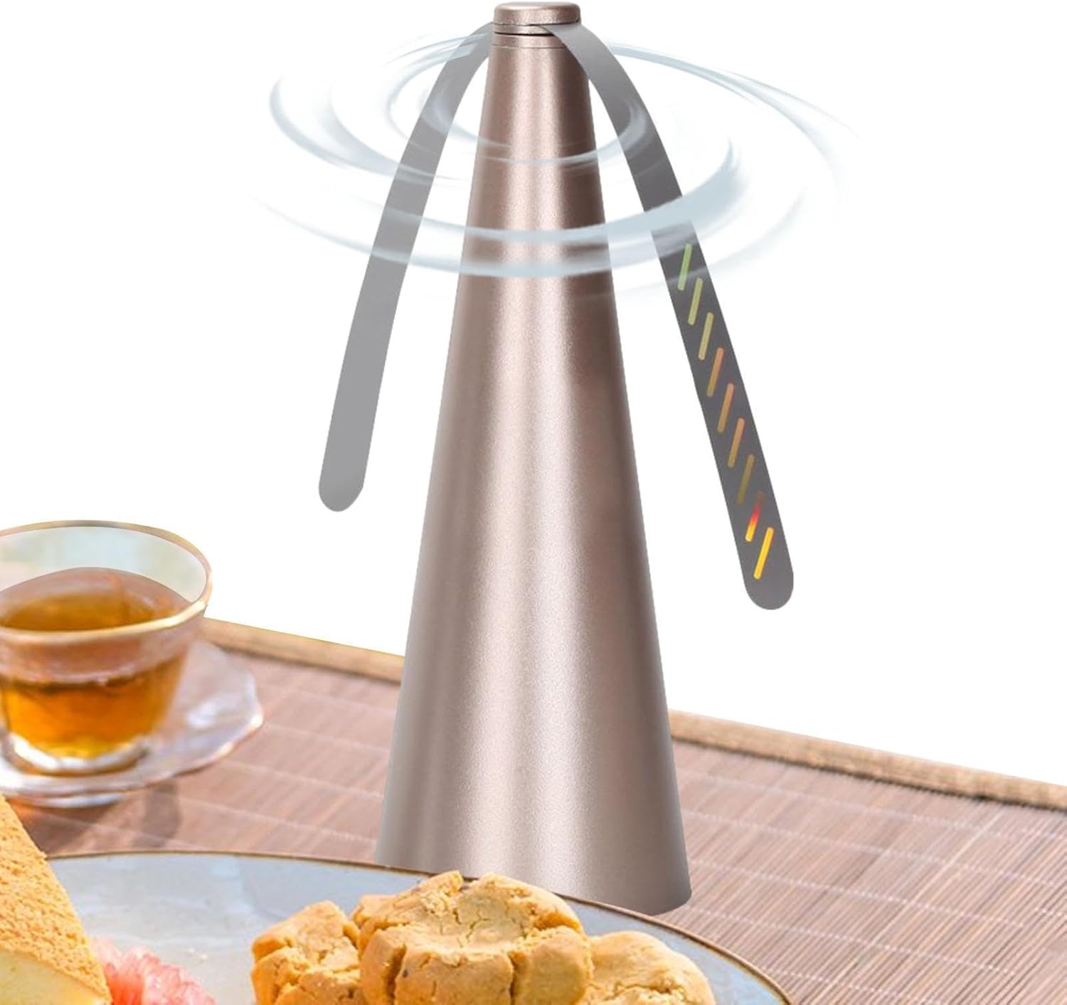 Lot de 2 Ventilateur Anti-Mouche - Hélice anti-mouches pour table d'extérieur - pour éloigner les mouches et les insectes de la nourr - Or - 6