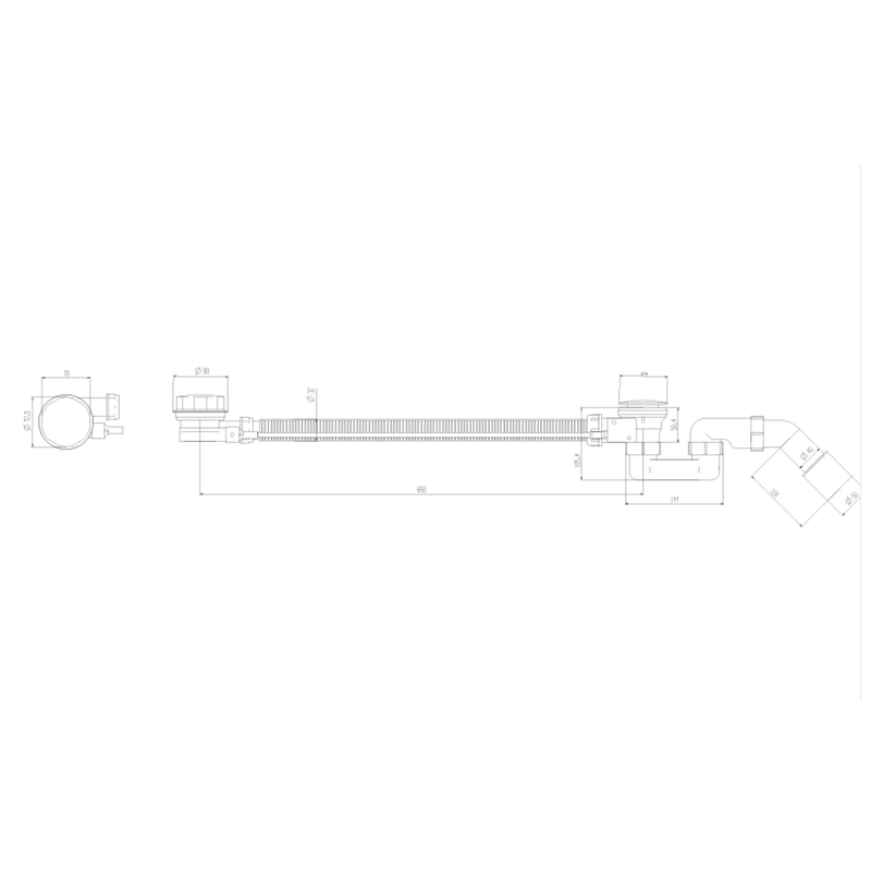 Ensemble de vidange de baignoire avec bonde extra-plat en laiton - Blanc - 4