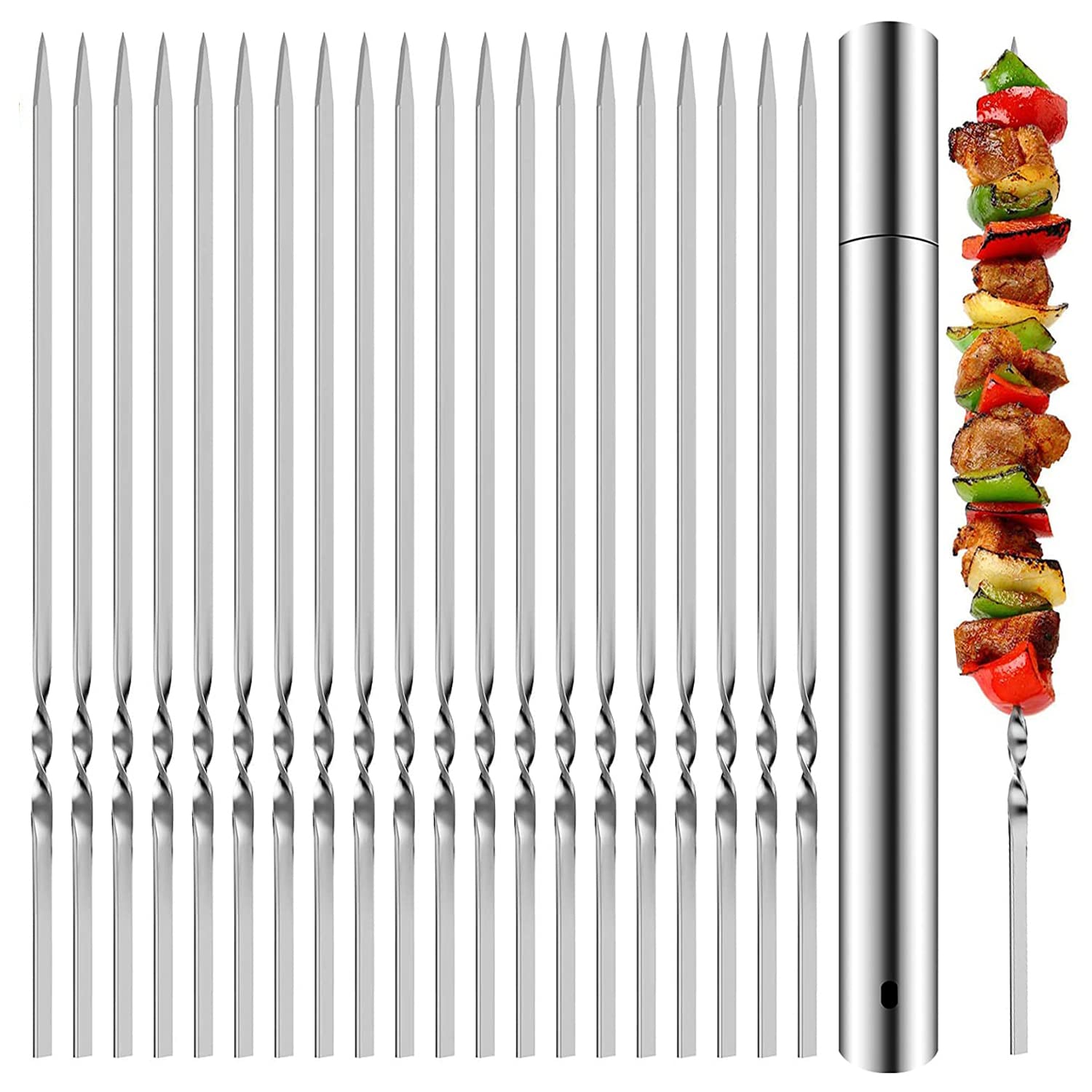 50 pezzi spiedini in acciaio inox per carne e verdure barbecue