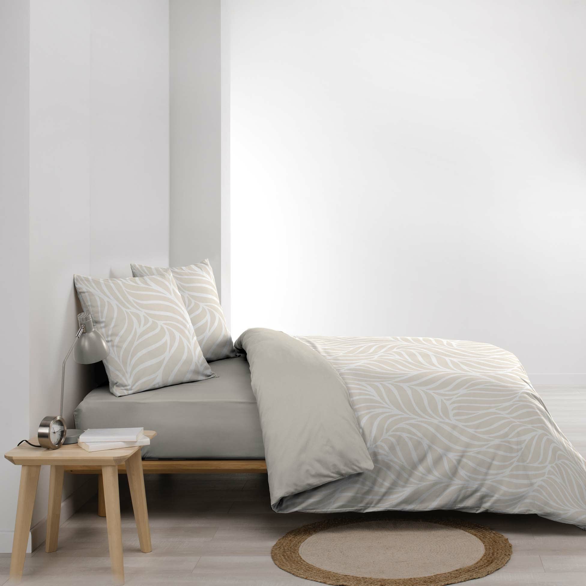 Housse de couette 240 x 220 cm imprimée 57 fils – MORGANE Naturel – 2 taies incluses - 3