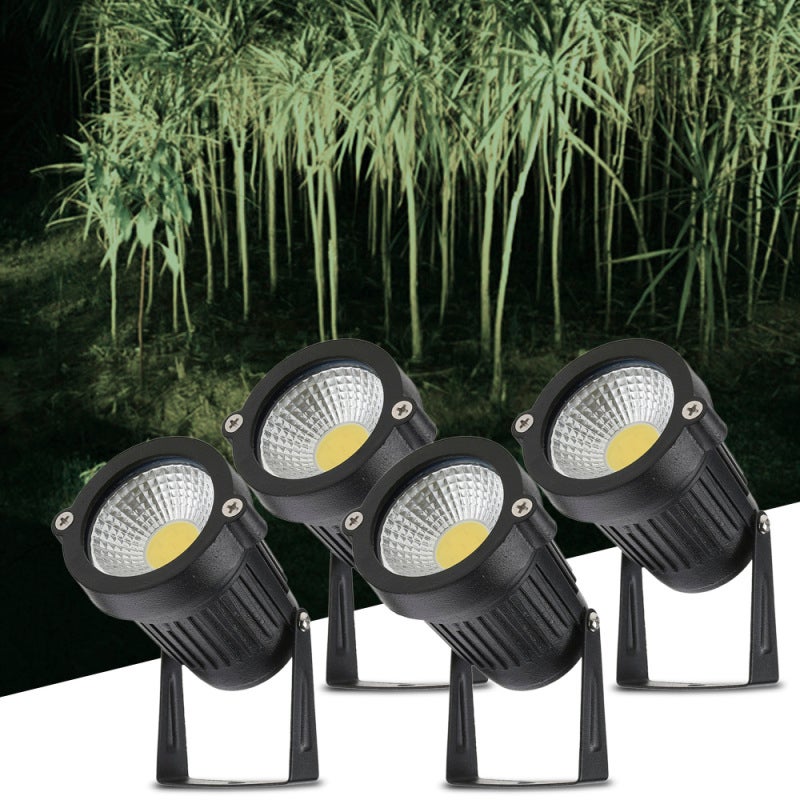 Lot de 4 lampes LED COB 12 V AC/DC, 500 lm, projecteurs haute puissance ultra-lumineux pour jardin, terrasse et allée. - 7
