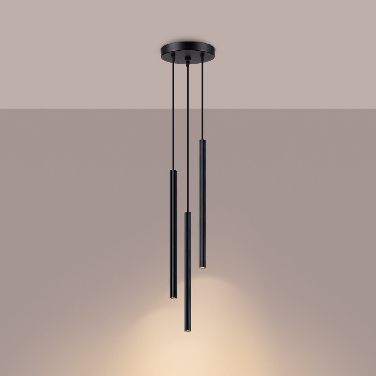 Lampa wisząca ELARA 3P czarna LED 3000K - 20x20x120cm Sollux