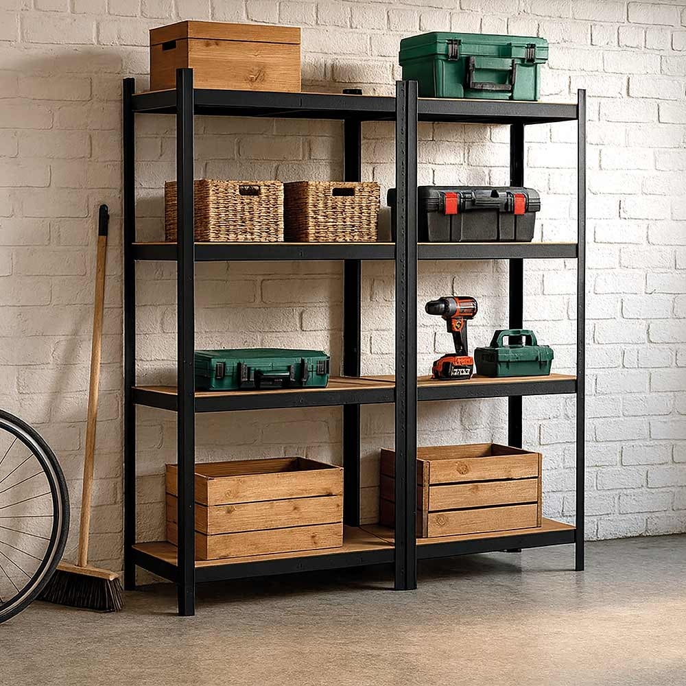 EURO VANADIUM - Etagère pour charges lourdes, 160 x 40 x160 cm, Capacité 640 kg - Etagère de rangement Modulable - Noir - 40 cm - Noir - 9