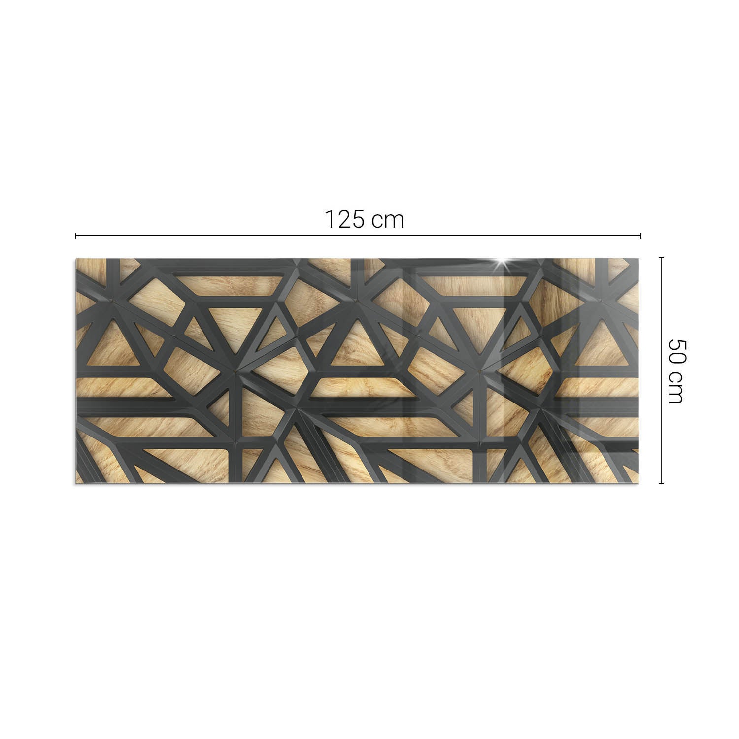 Szkło hartowane na podłogę pod kominek - 125x50 cm - Geometria z drewnem - TULUP - 2