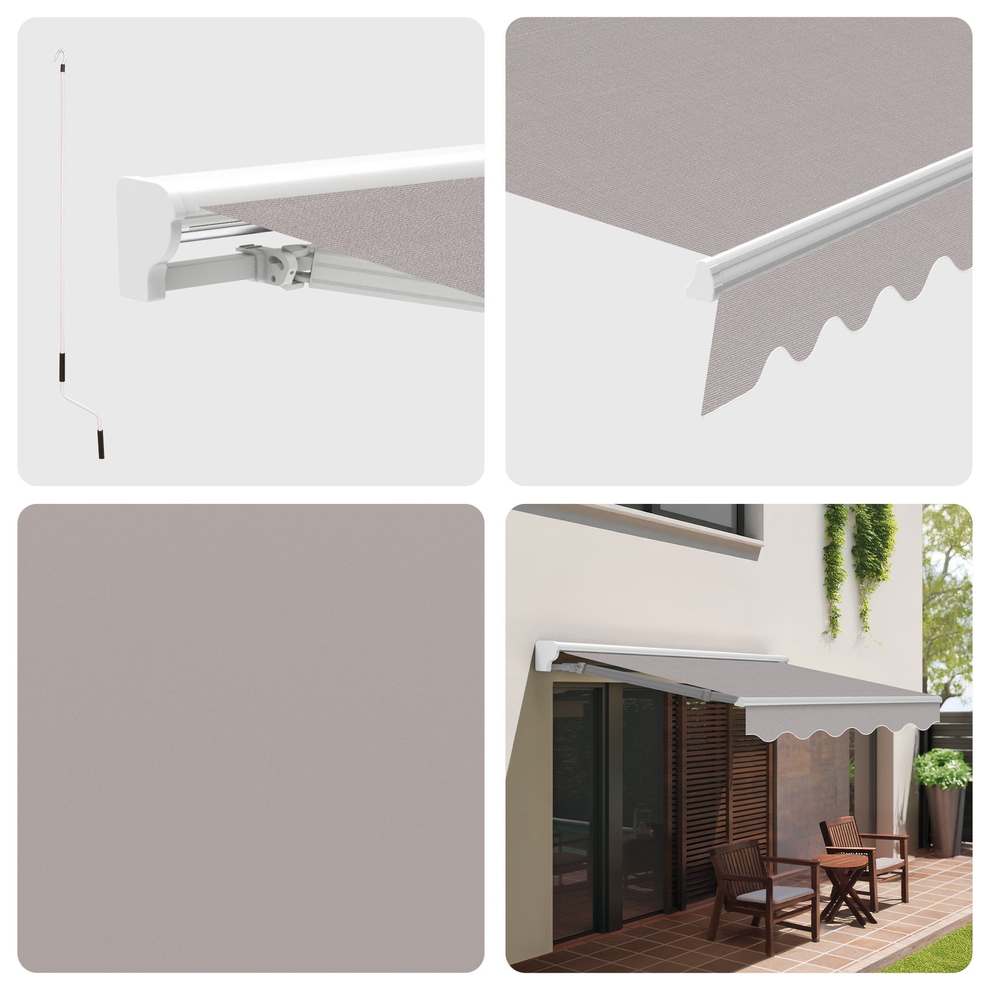 Toldo Exterior Retrátil 4x2,5m Cinza Poliéster – Estrutura Semicofre de Alumínio – Lona Proteção Solar - 2
