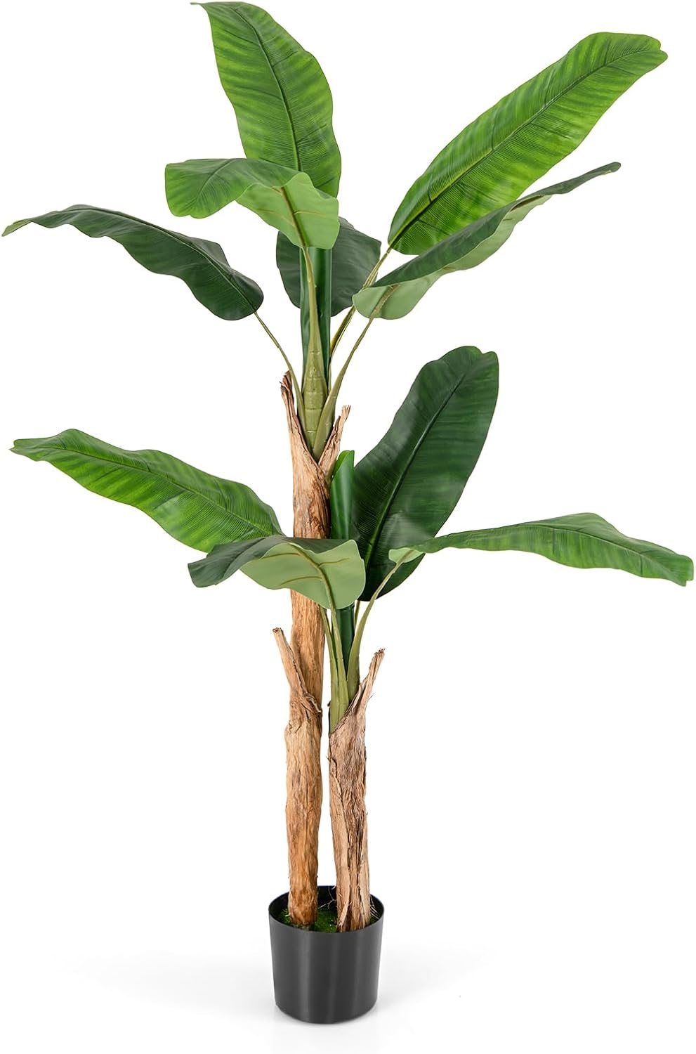 Sztuczna Roślina Bananowa 165/195 cm, Realistyczne Drzewo Zewnętrzne w Doniczce z 10/27 Liśćmi, do Sypialni, Salonu, Biura