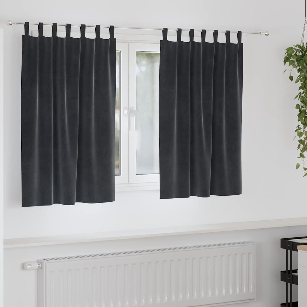 Zasłony zaciemniające 2 pcs Ciemnoszary 140 x 140 cm Aksamit vidaXL