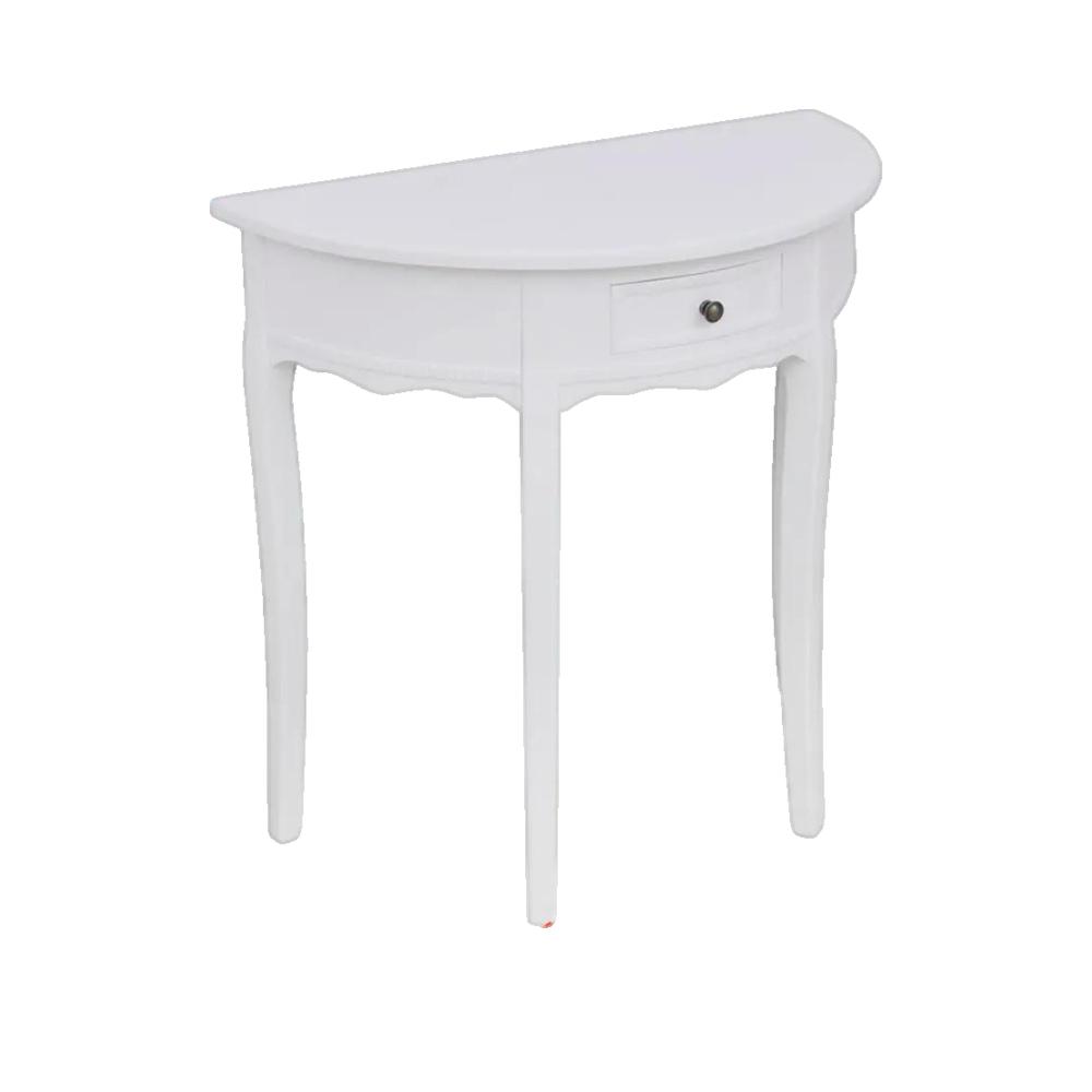 Vidaxl Mesa Consola Semicircular Con Cajón Blanca , Leroy Merlin