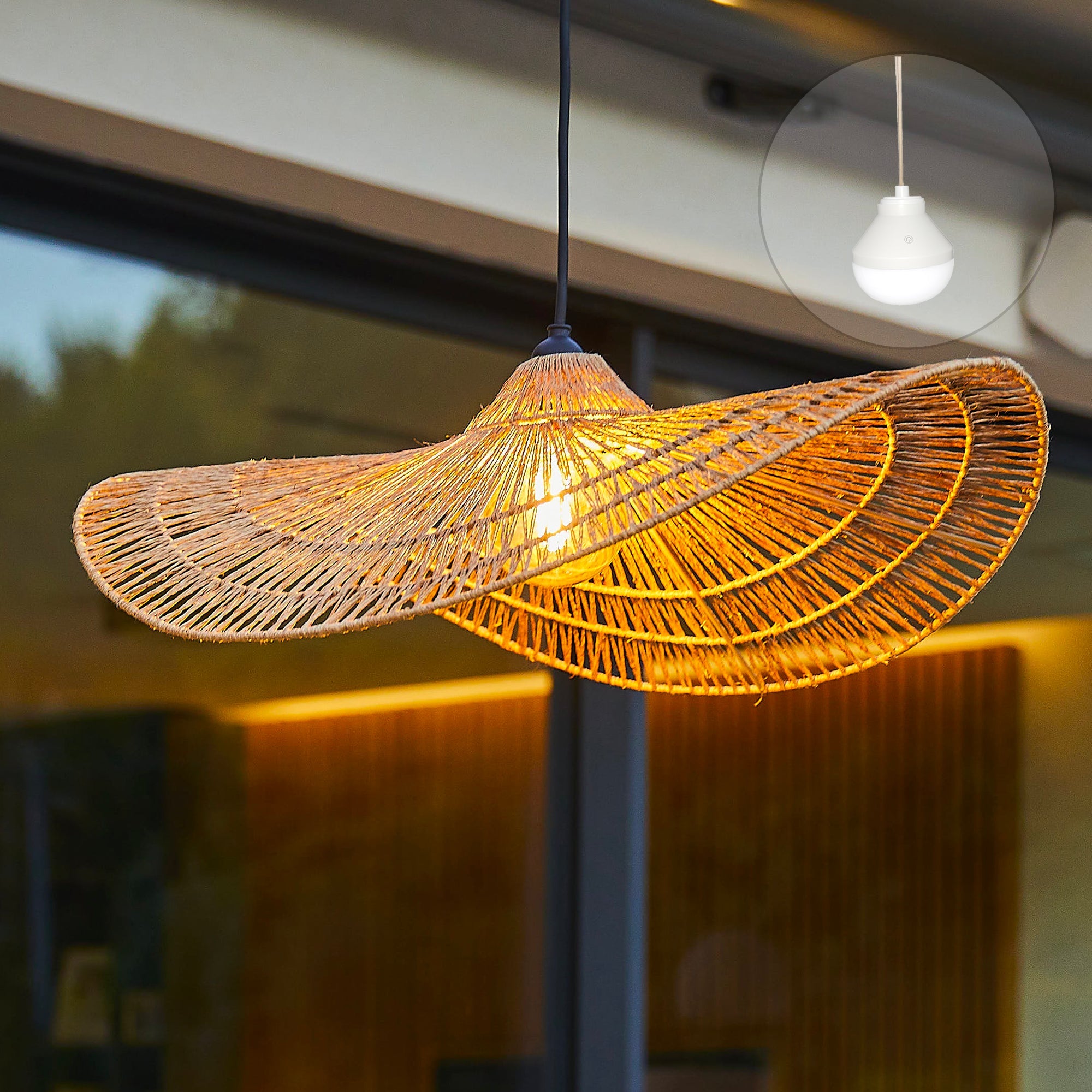 Suspension nomade MARBELLA Bois Jute H14CM - 2