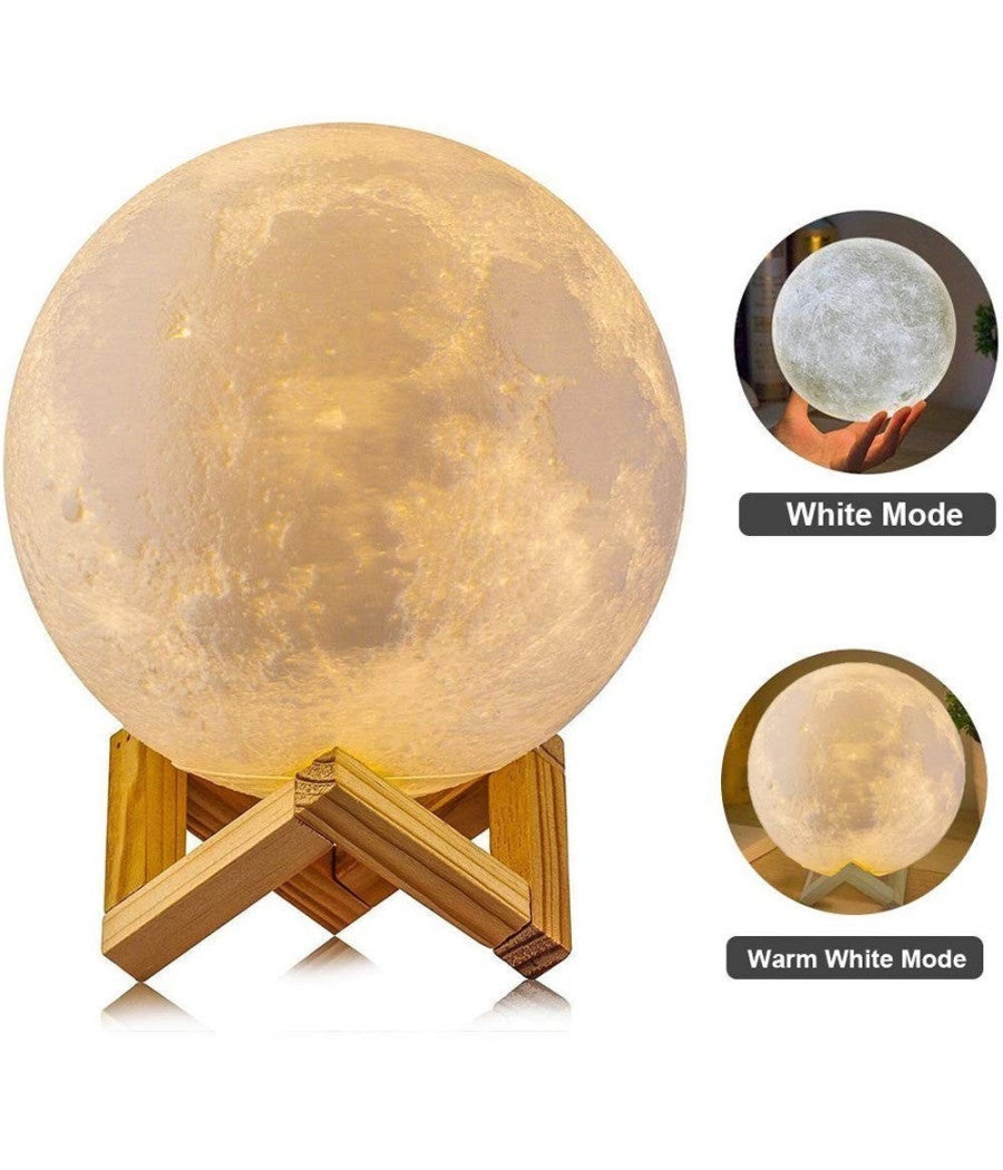 Trade Shop - Lampada Led 3d A Forma Di Luna Usb Luna Luce Regolabile Notturna Ricaricabile - - 3