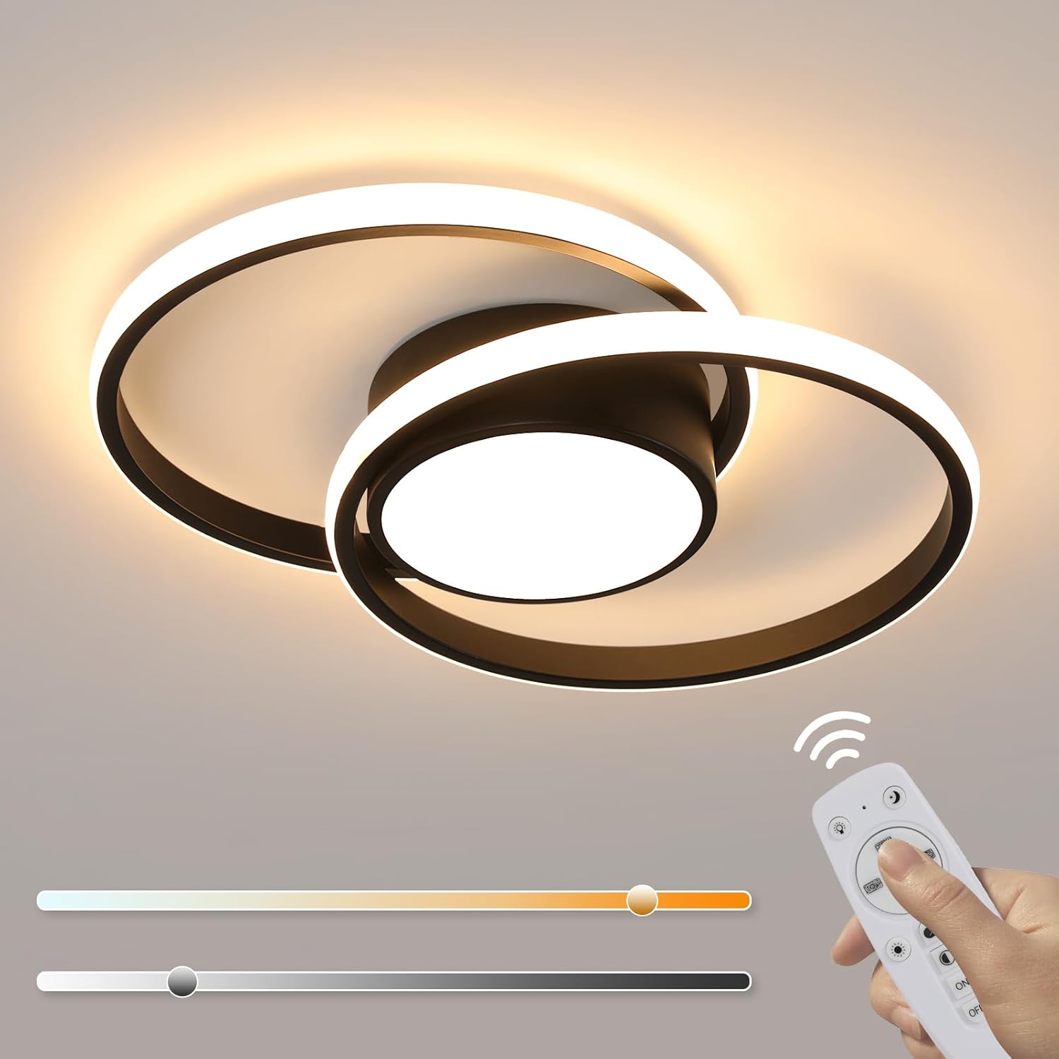 Aimosen 2PCS Pannello Luminoso a Soffitto LED Dimmerabile 100x25 cm con Telecomando, Lamp a Soffitto da 28W con Luce Forte Luminosità, 2700K - 6500K Sottile Lampada a Soffitto per Ufficio Soggiorno