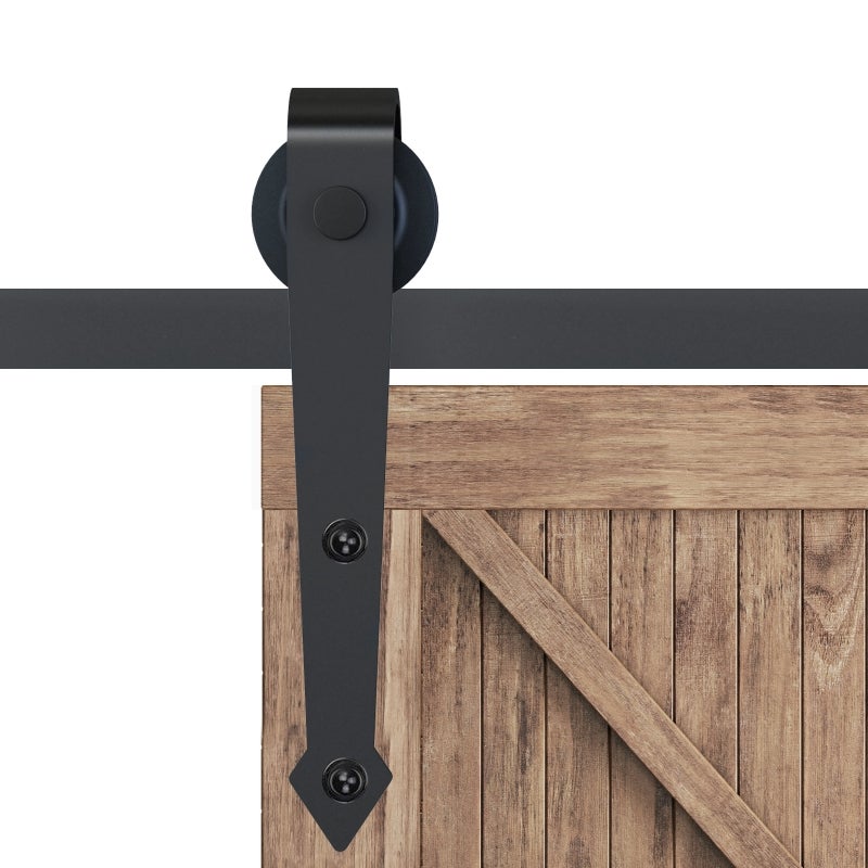 Ensemble de quincaillerie pour porte coulissante 200 cm, complet avec rails, roulettes, dispositifs anti-déraillement, butées de porte, guide au sol - 7