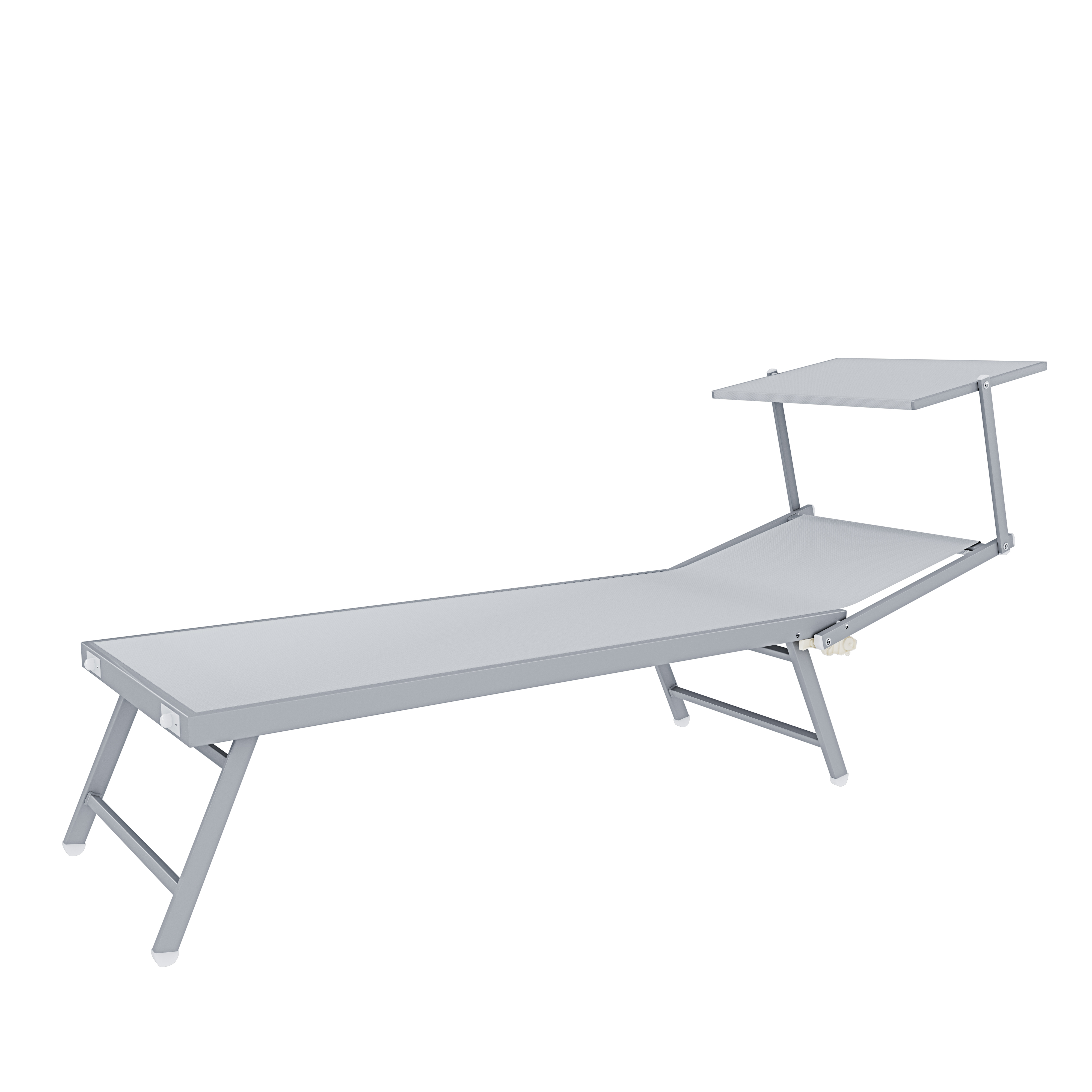 4 Lettini Prendisole Pieghevole Professionale in Alluminio e Tessuto Textilene Tettuccio Orientabile Parasole Sdraio Mare Spiaggia 182x60x38 cm Bianco - 4