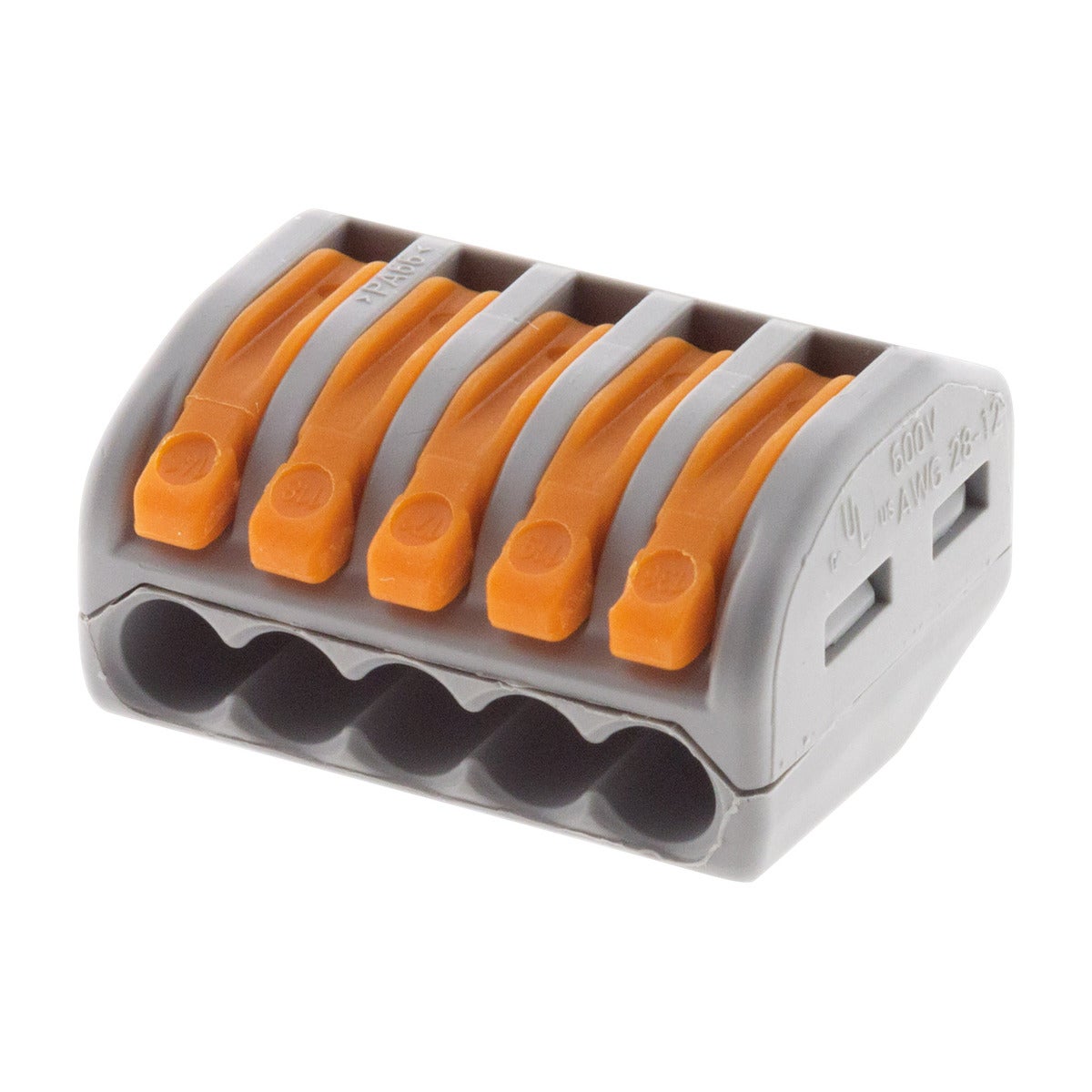 Lot de 10 bornes automatiques à cliquet S222 - 5 entrées – fils rigides et souples 4mm² max - Orange - Wago - 4