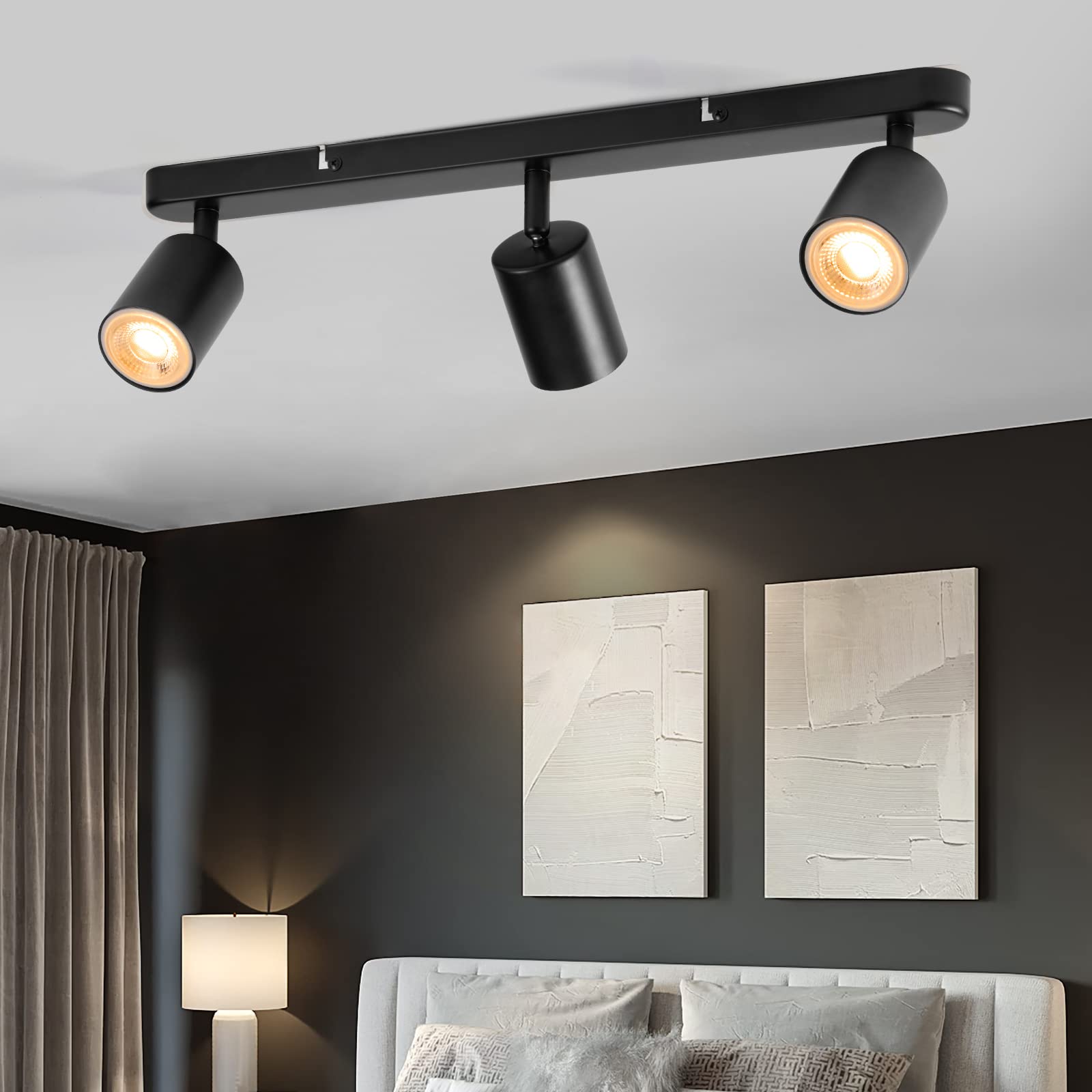 Reflektor LED GU10, regulowana lampa sufitowa LED, nowoczesny reflektor do kuchni, sypialni, salonu – żarówki nie są dołączone (czarny, 3 żarówki)