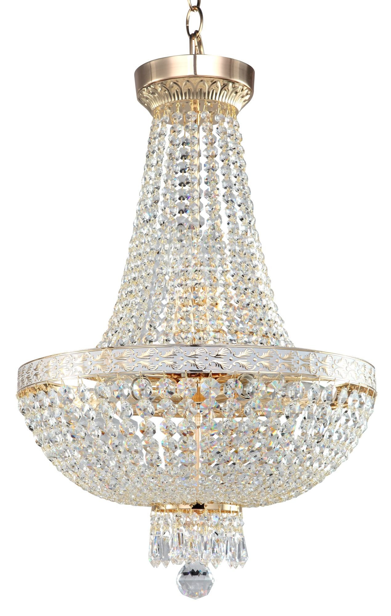 Lampa wisząca Bella mosiężno-złota 6xE14x60W kryształowa wym: 170,1 x 40 x 40 cm kryształ Maytoni